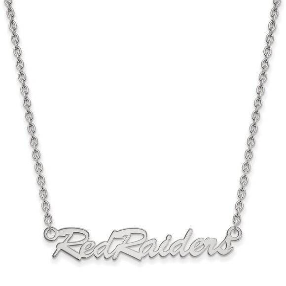 Sterling Silver Texas Tech U Medium Script 'Red Raiders' Necklace - Picture 1 of 4
